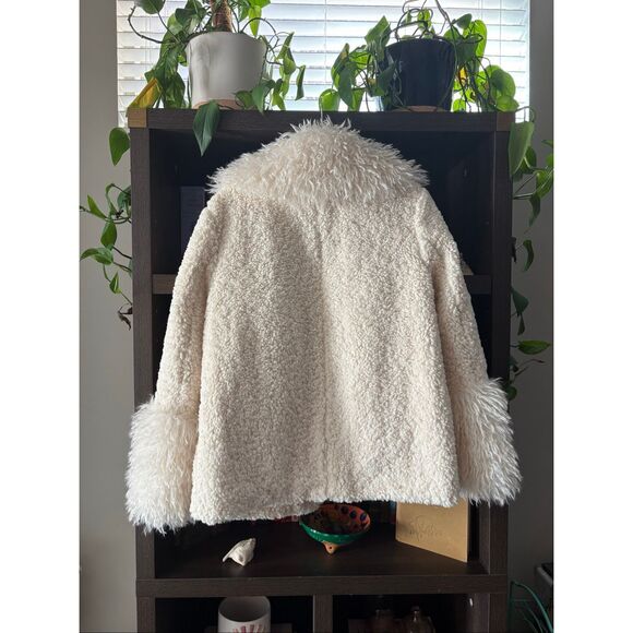 Oh Polly Wynter Shearling Penny Lane Coat Large Front Pockets in Cream Small - Picture 5 of 8